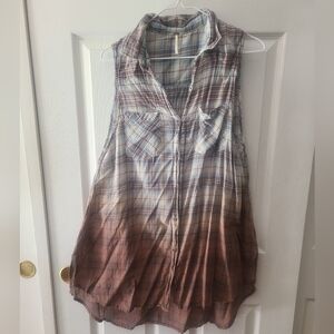 FREE PEOPLE M PLAID TOP